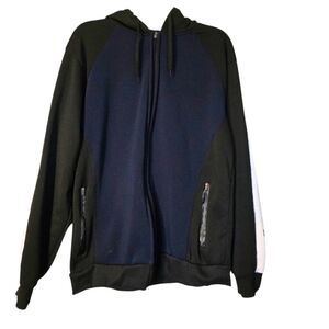 Cougar Men's Black White and Navy Zip Up Hoodie Sweatshirt L EUC